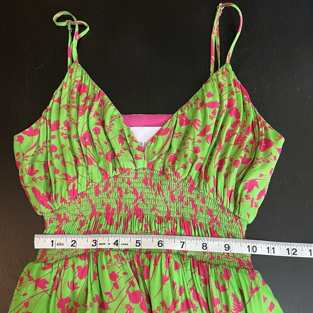 GILNER FARRAR Amelie Maxi Dress Sz S Green Pink Floral Print Smocked Waist *READ - Picture 11 of 12
